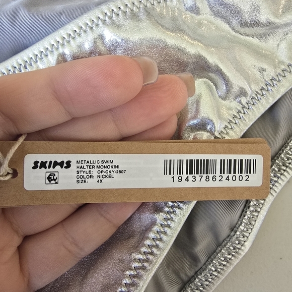 NWT Skims Metallic Swim Halter Monokini Nickel Women's Sz 4X. - Picture 4 of 6